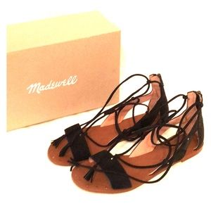 Madewell Black Suede Lace Up Gladiators